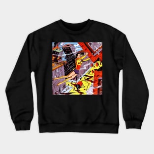 Superhero Moon Girl saves a collapsing building Crewneck Sweatshirt